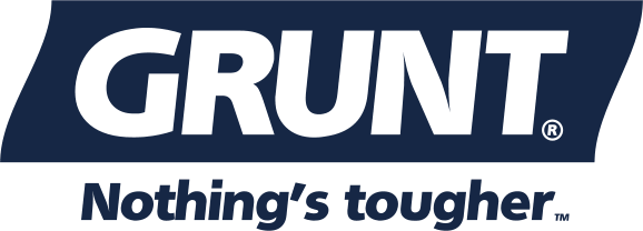 The GRUNT logo in one colour, navy, with the line Nothing’s tougher