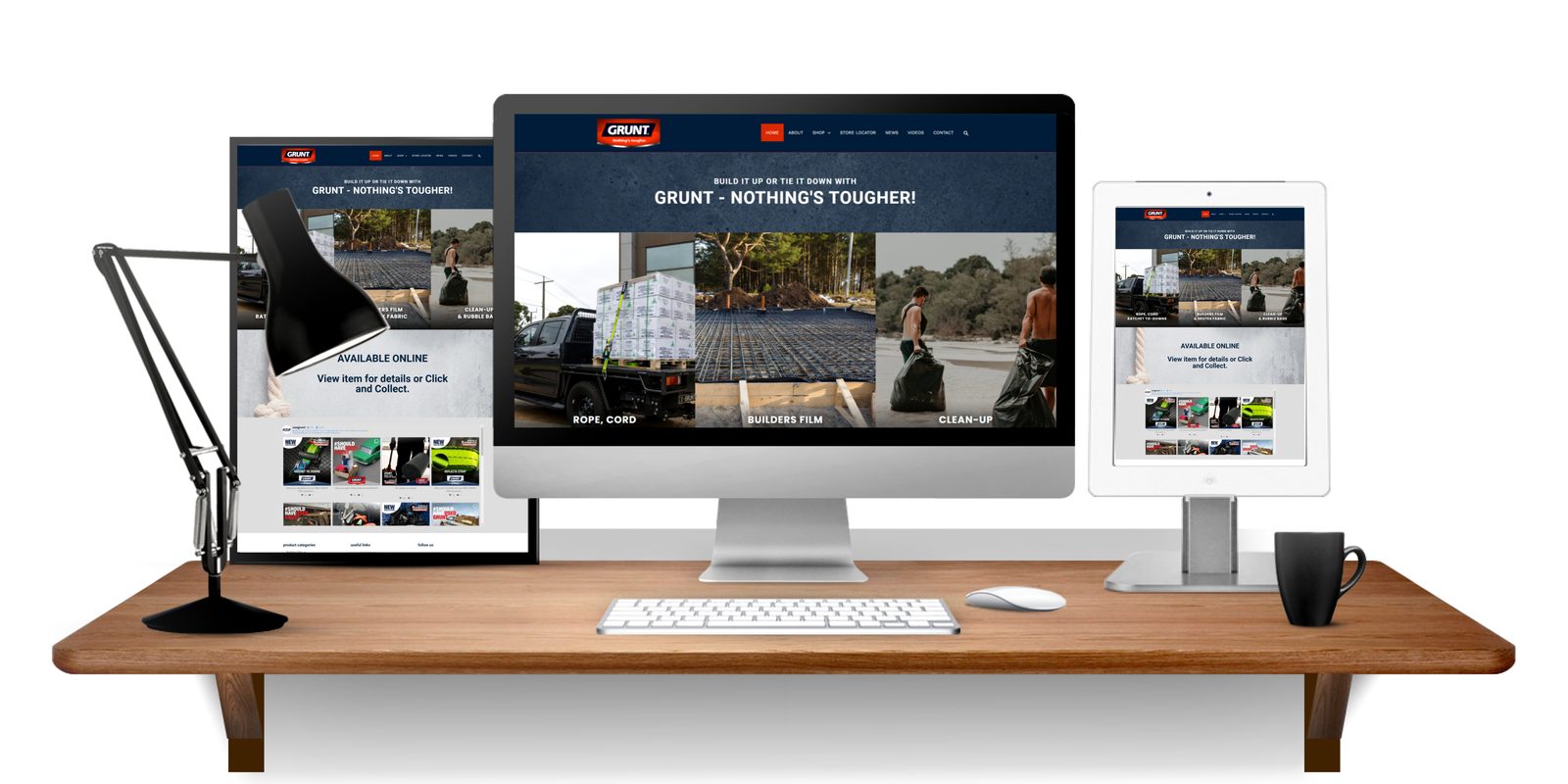 The GRUNT website on desktop, laptop and tablet