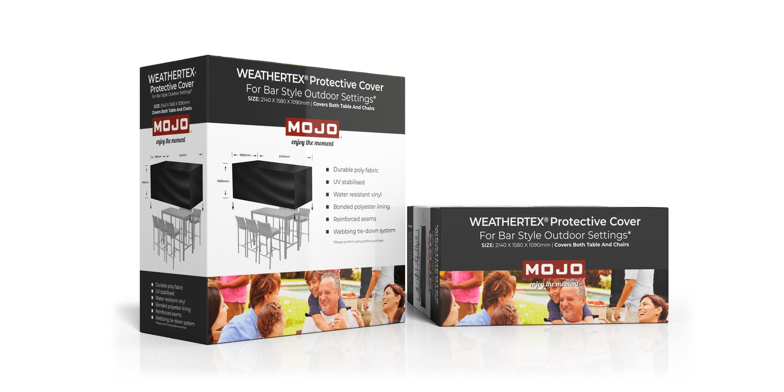 Mojo weatherproof outdoor cover packaging