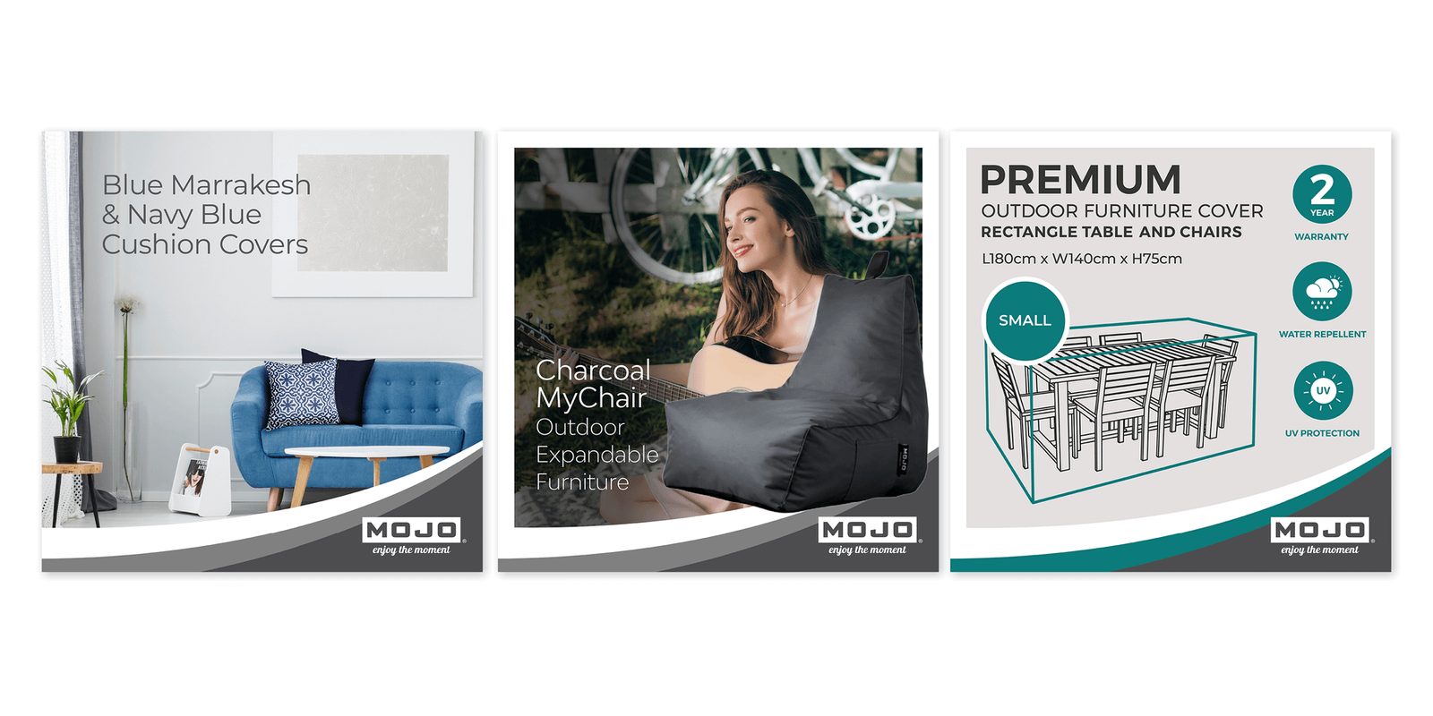 Mojo product tiles for cushion covers, bean bags and outdoor covers
