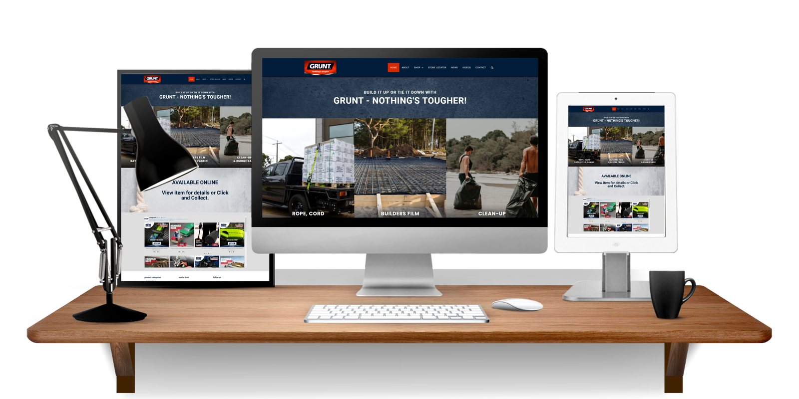 The GRUNT website on desktop, laptop and tablet