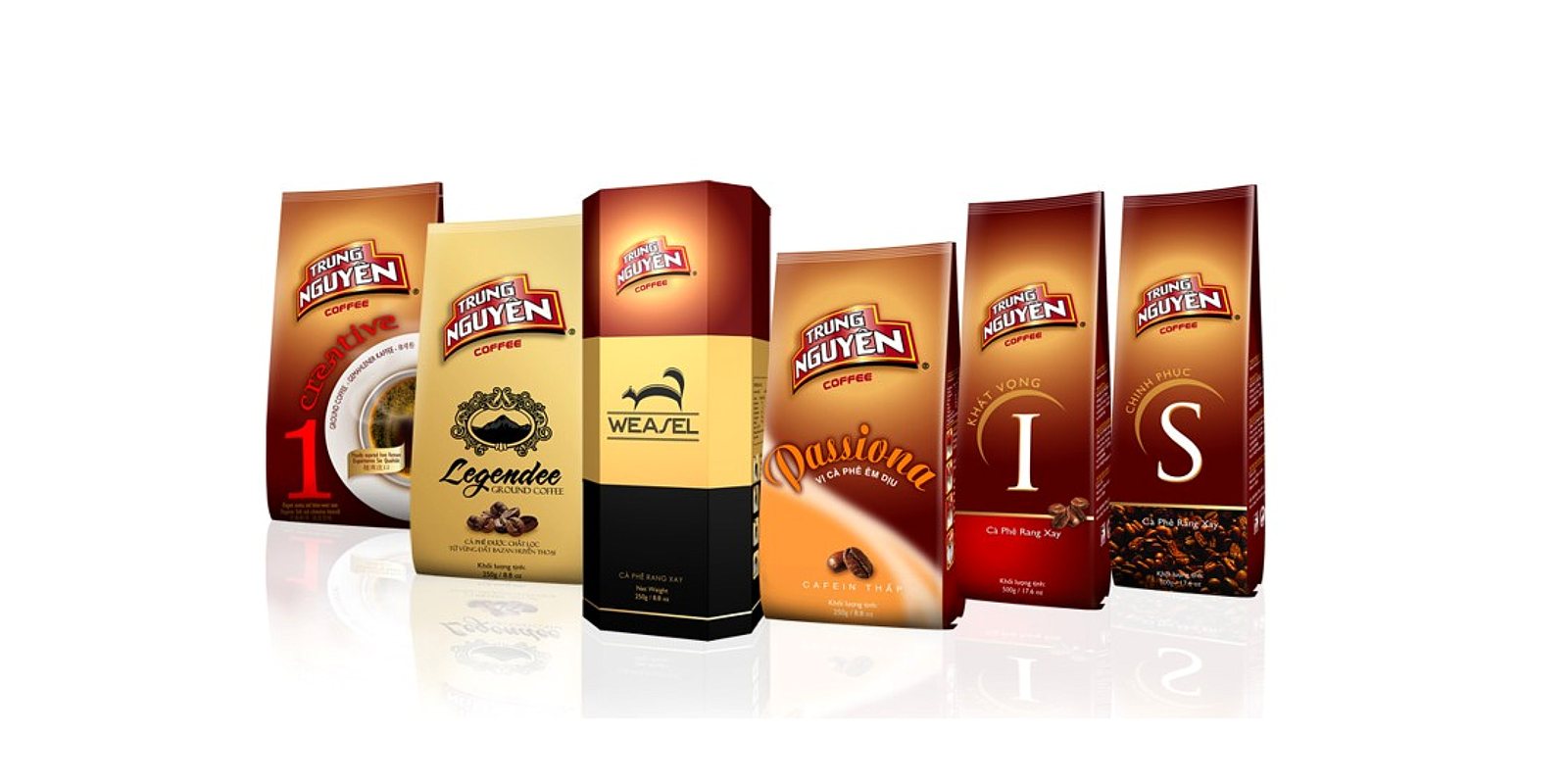 Trung Nguyen coffee bags and boxes